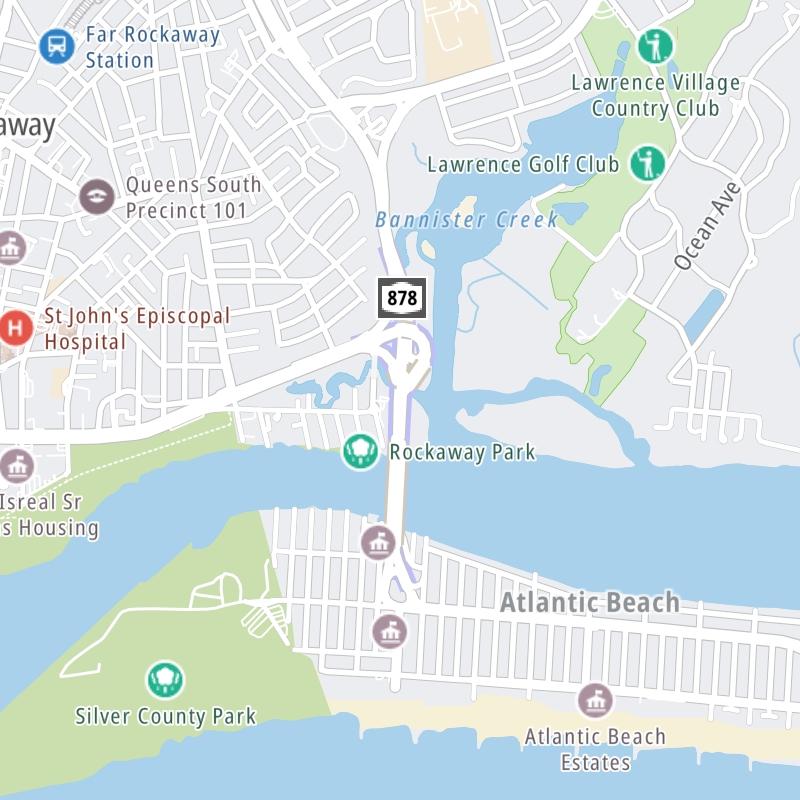 Static map the Atlantic Beach Bridge