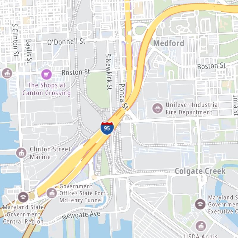 Static map the Baltimore Harbor Tunnel