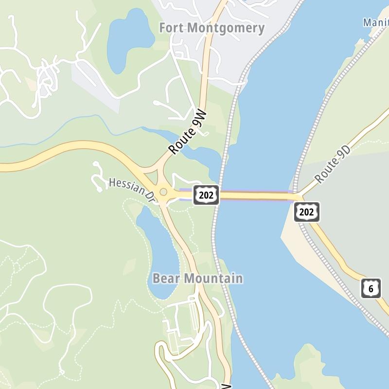 Static map a segment of the Bear Mountain Bridge