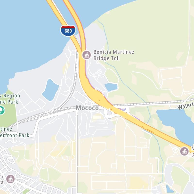 Static map the Benicia Martinez Bridge