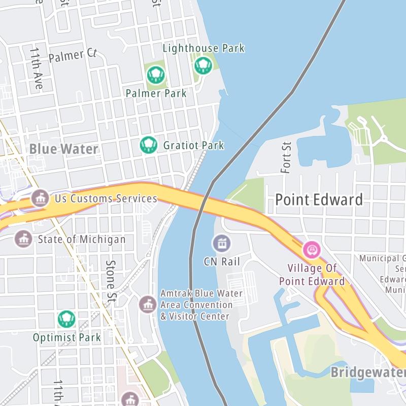 Static map a segment of the Blue Water Bridge