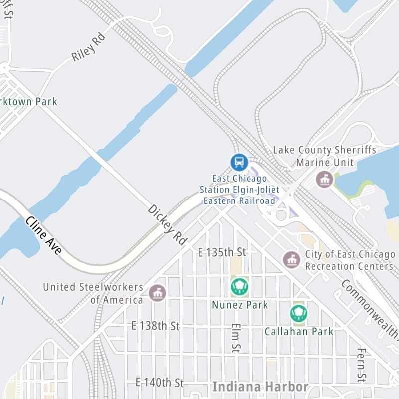 Static map a segment of the Cline Avenue Bridge