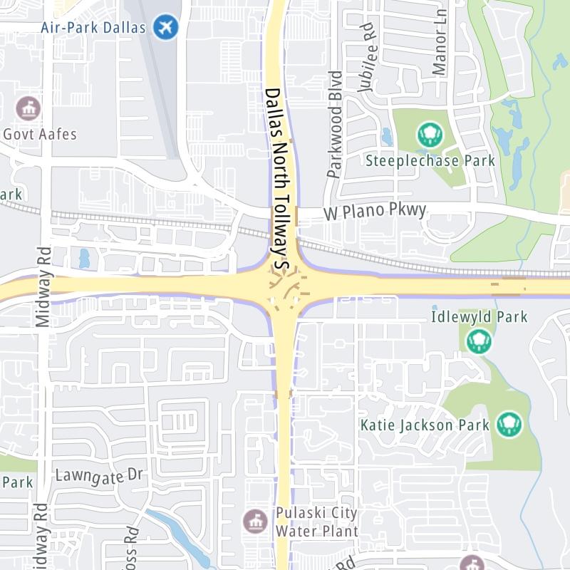 Static map a segment of the Dallas North Tollway