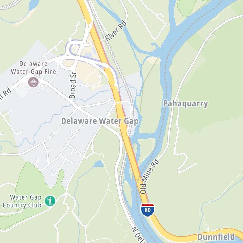 Static map the Delaware Water Gap Toll Bridge