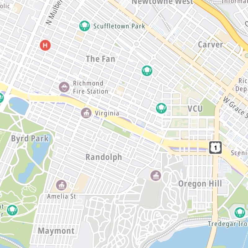 Static map a segment of the Downtown Expressway