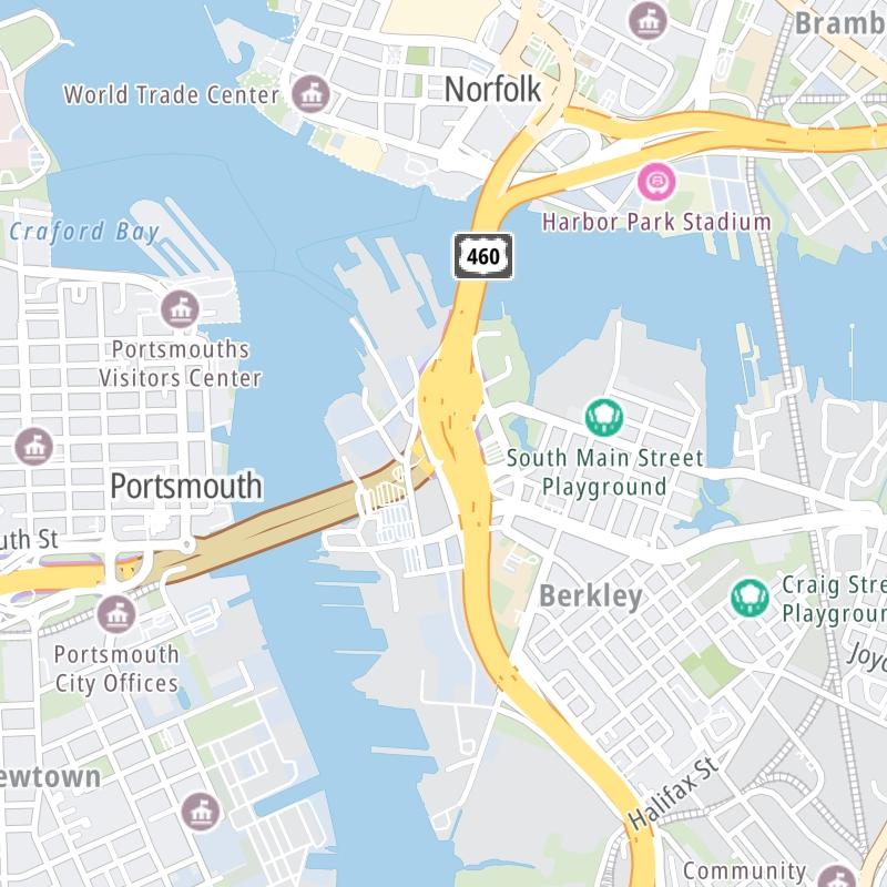 Static map a segment of the Downtown Tunnel