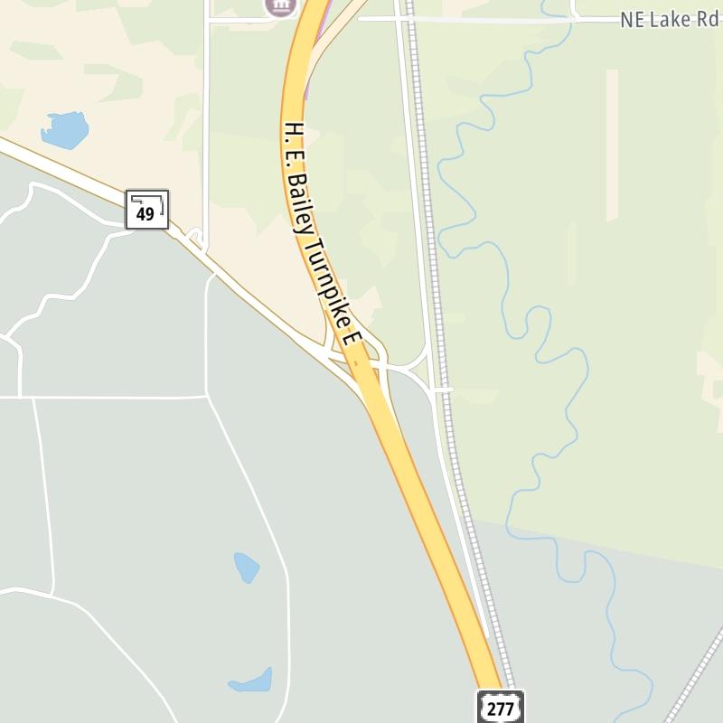 Static map a segment of the H E Bailey Turnpike