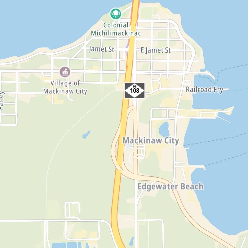 Static map a segment of the Mackinac Bridge