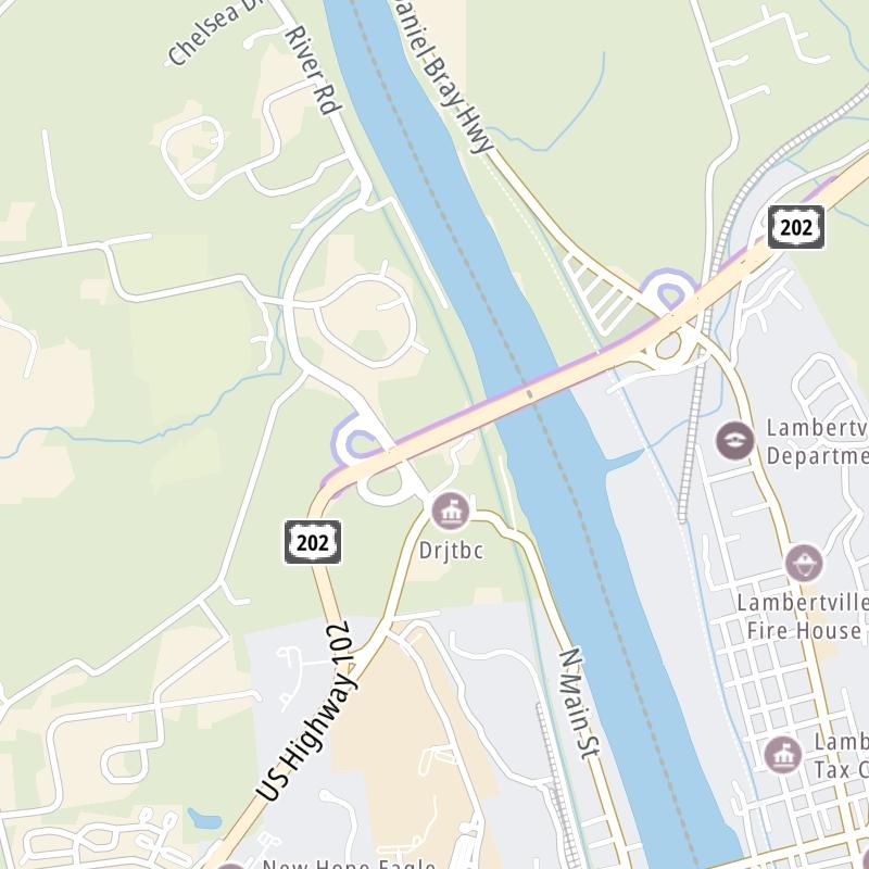 Static map the New Hope Lambertville Toll Bridge