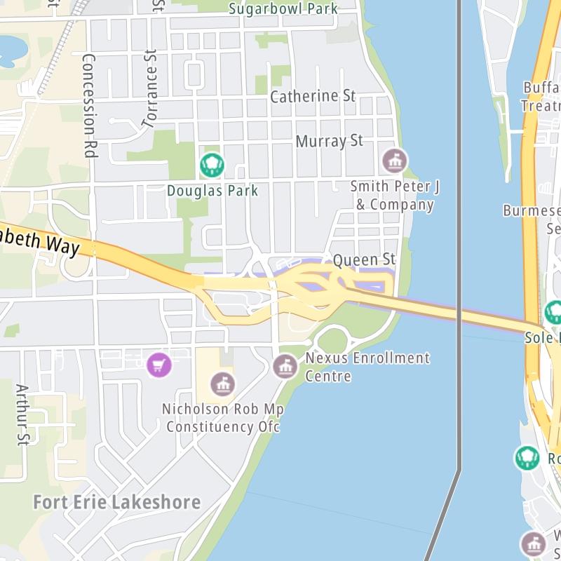 Static map a segment of the Peace Bridge