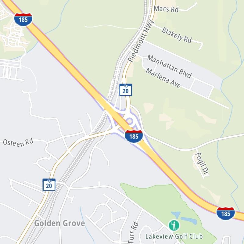 Static map a segment of the Southern Connector