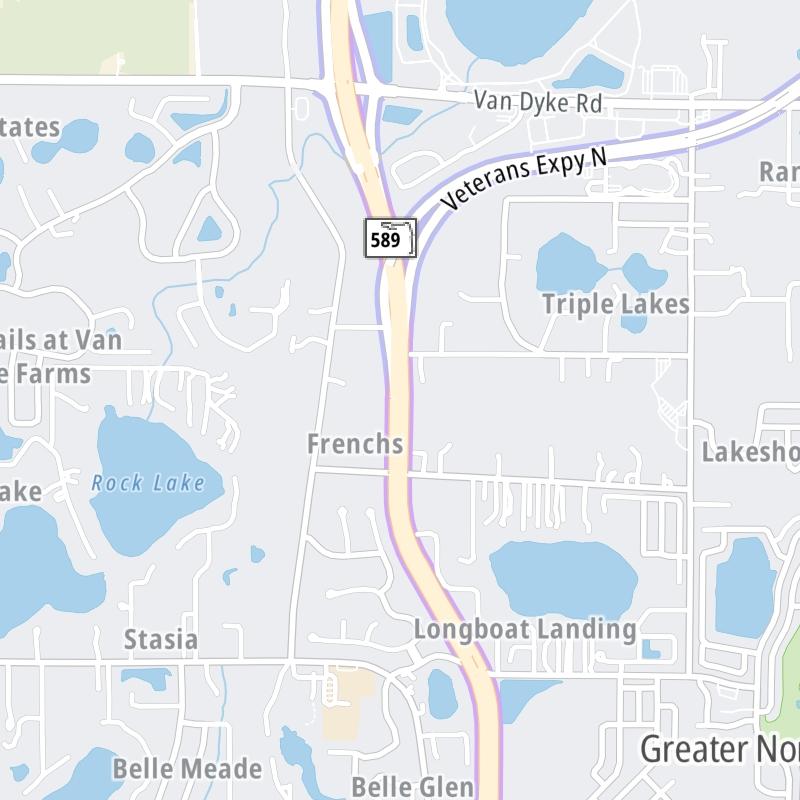 Static map a segment of the Veterans Expy/Suncoast Pkwy