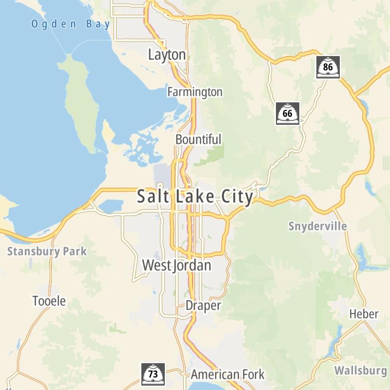 Static map of the Salt Lake City - Ogden area.