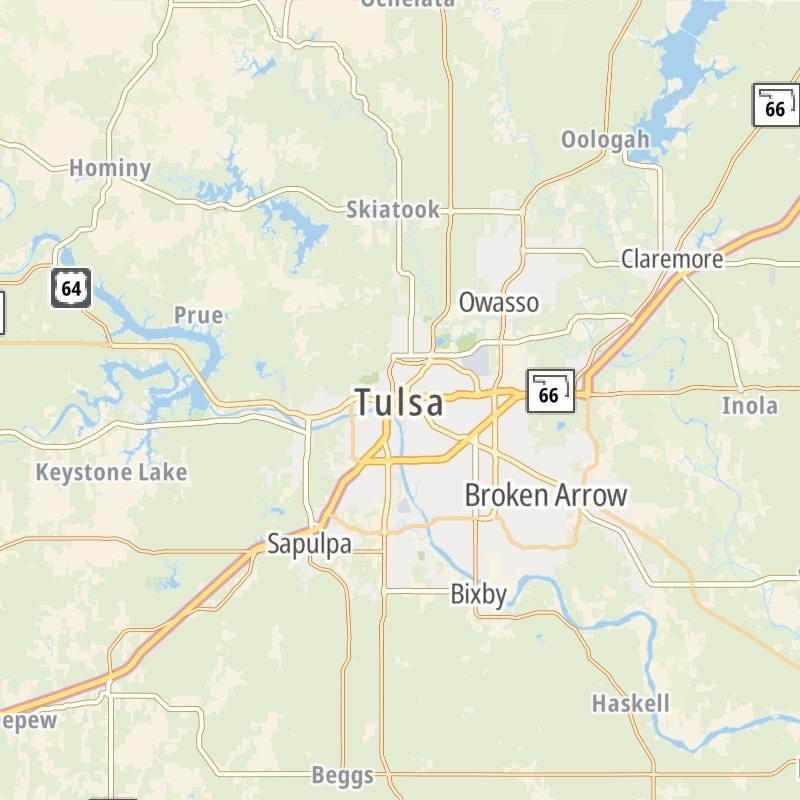 Static map of the Tulsa area.