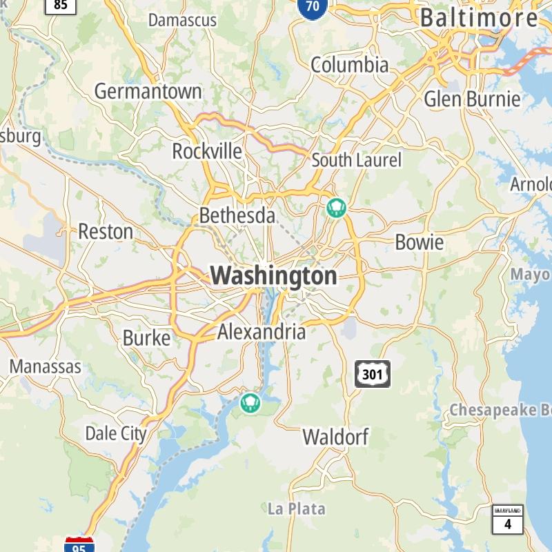 Static map of the Washington Metro area.