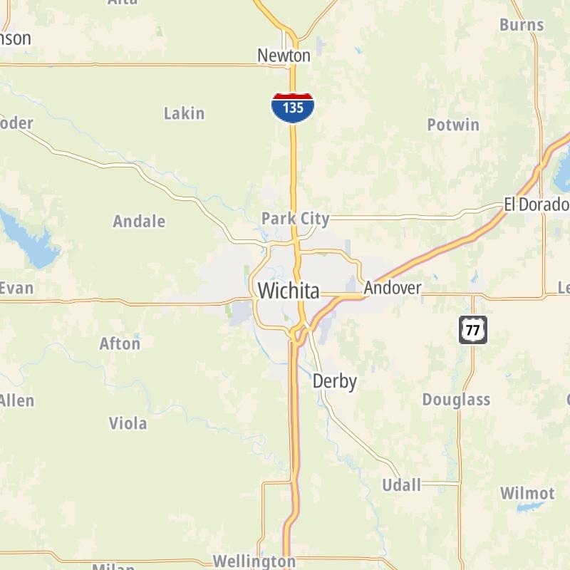 Static map of the Wichita - Mcconnel Afb area.