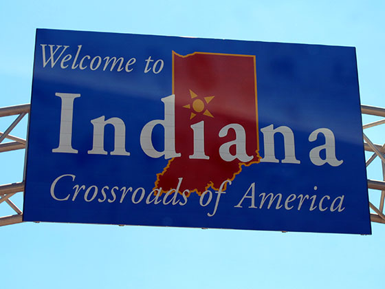 A Indiana welcome sign